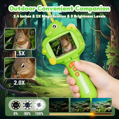 Kids Borescope Camera with Light, STEM Educational Toy, Green - color: Green