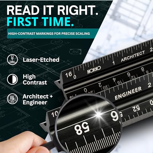 Architectural Scale Ruler and Engineering Scale Ruler Set, 12-Inch, 3-Piece - color: Black Architect / Black Engineer