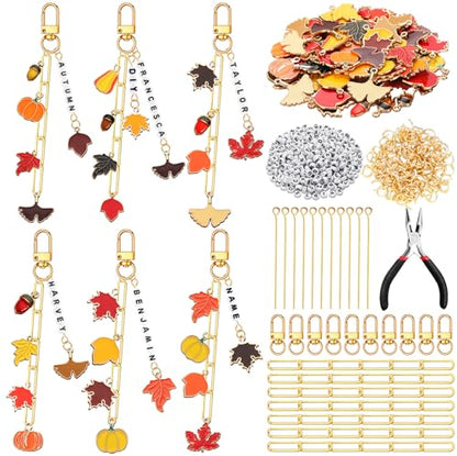 CraftyDream 558 Pcs Fall Charm Keychain Making Kit DIY Craft Gift - style: Fall
