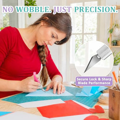 DIYSELF Fingertip Craft Knife, Detail Hobby Knife with 5 Extra #11 Blades - color: Pink