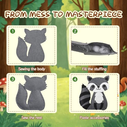 GOASION Sewing Kit for Kids, 12 Pcs Woodland Animals Craft Set, Ages 5+ - color: Forest - Dwelling Animals - 12 Pack