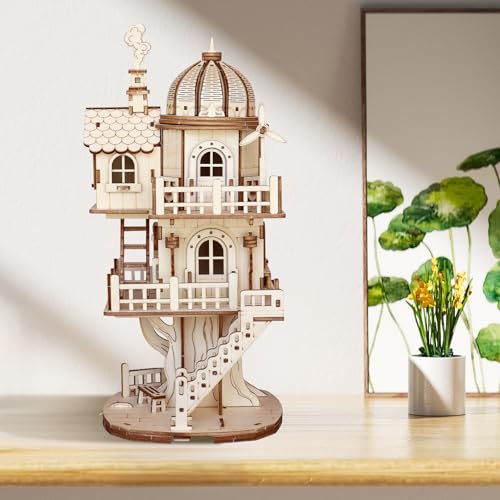 3D Wooden Puzzle for Adults, DIY Creative Circular Treehouse Model Kit