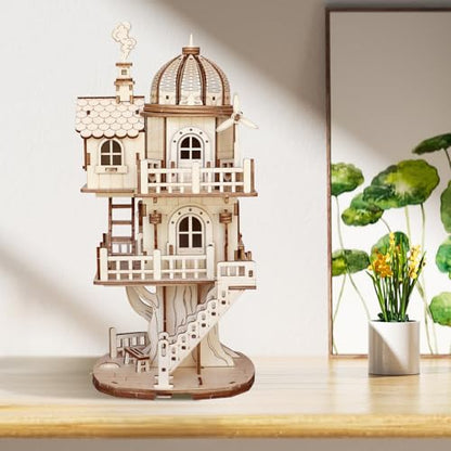 3D Wooden Puzzle for Adults, DIY Creative Circular Treehouse Model Kit