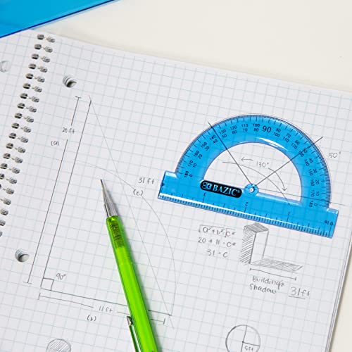 BAZIC Products 5-Piece Geometry Set, Ruler, Triangles, Protractor, 24-Box - size: 24-Pack