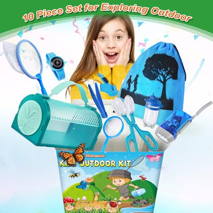 Bug Catcher Kit & Outdoor Explorer Kit for Kids, 10 Pcs Bug Catching Kit - color: Blue