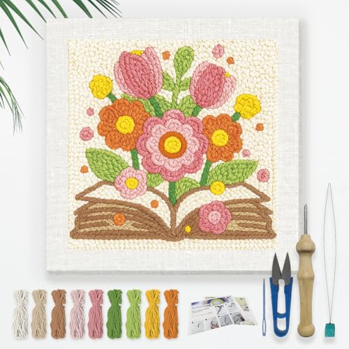 DOODLREAM Bouquet Book Punch Needle Kit for Beginner 9.4" x 9.4" - color: Bouquet on Book