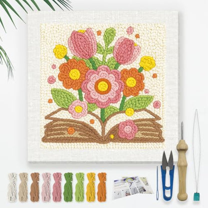 DOODLREAM Bouquet Book Punch Needle Kit for Beginner 9.4" x 9.4" - color: Bouquet on Book