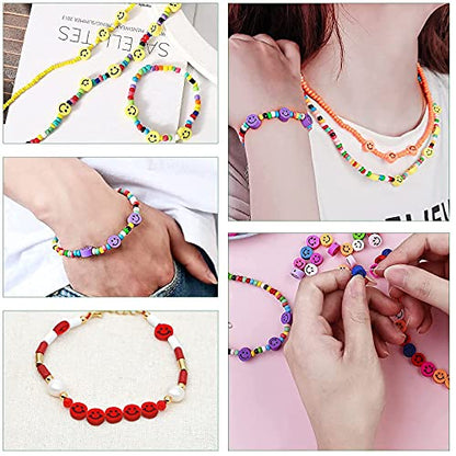 200PCS 10mm Colorful Smile Face Polymer Clay Beads Bulk for Jewelry Making - color: Clay Mixed Color