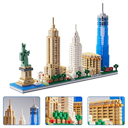 YaJie New York Skyline Micro Mini Blocks Building Set, Collection Model Kit - Detailed City Architecture for Adults（3452 Pcs） - color: New York Skylines