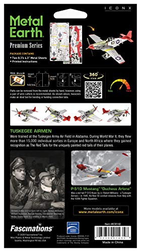 Metal Earth Fascinations Premium Series Tuskegee Airmen P-51D Mustang Red Tail 3D Metal Model Kit