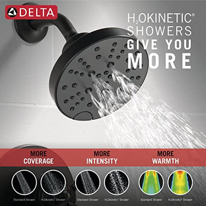 Delta Faucet Saylor 17 Series Black Shower Valve Trim Kit with H2Okinetic Shower Head, Delta Shower System, Shower Faucet Set, Shower Head and Handle Set, Matte Black T17235-BL (Valve Not Included) - color: Matte Black