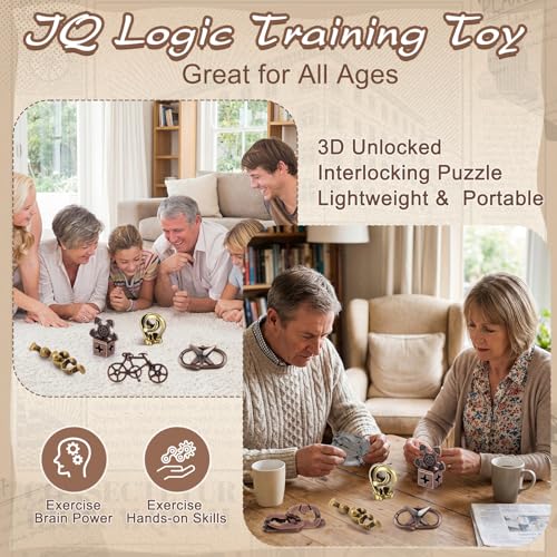 Wettarn 9 Pcs Metal Brain Teasers 3D Steel Puzzle Set, Fresh Style - style: Fresh Style
