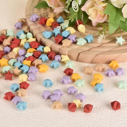 MECCANIXITY 136pcs Pre-made Origami Lucky Stars Paper Wishing Star Dark Yellow for Best Wish Christmas Party Wedding Valentine's Day Girl Friends Gift - color: Dark Yellow