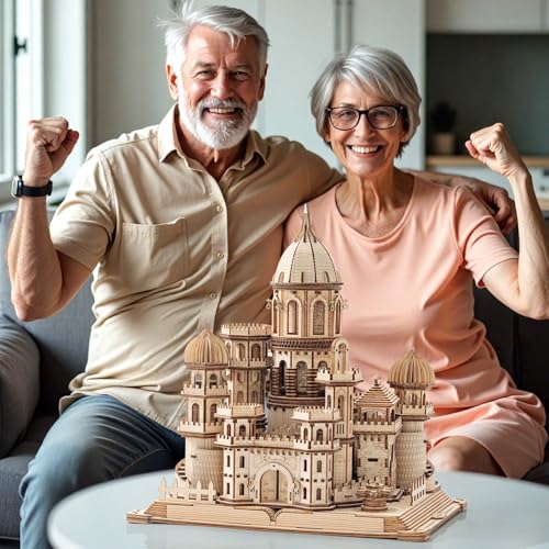 3D Wooden Puzzles DIY Mechanical Wooden Wide Model Kit 1000 Pcs 3D Puzzles for Adults Teens 14+Years Puzzle Enthusiasts Box Clockwork Enchanted Castle