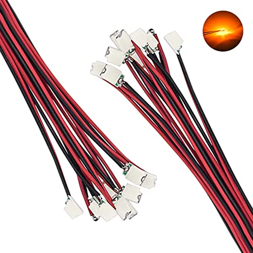 DiCUNO 20pcs Pre-Wired SMD 0805 Light Emitting Diodes, 6.3" Wire, Orange - color: Orange