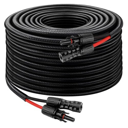 XRDS -RF Solar Cable 50FT, 8AWG Solar Extension Cable with Male & Female Solar Connectors, Flame-Retardant Protective Sleeving Solar Panel Cable, Weatherproof PV Wire for Solar Panel Connection - size: 8AWG 50FT