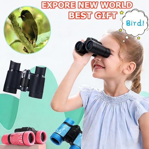 Kids Binoculars Ages 3-12 with Compass & Whistle - color: Black