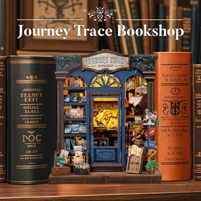 Fsolis Book Nook Kit, DIY Miniature House Kit for Adults - color: Journey Trace Bookshop