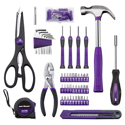 CARTMAN Complete Household Tool Set, Purple Hand Kit With Storage Case - color: Purple&Black