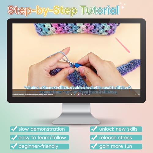 Aeelike Crochet Blanket Kit for Beginner Easy Crochet Kit, Classic Gradient - color: Classical Gradient
