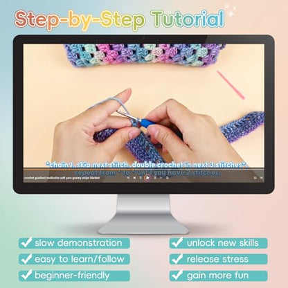Aeelike Crochet Blanket Kit for Beginner Easy Crochet Kit, Classic Gradient - color: Classical Gradient