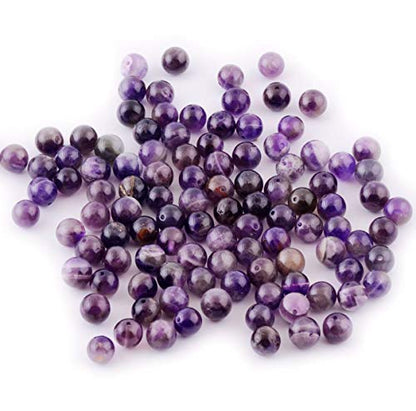 Natural Stone Beads 100pcs Round Genuine Real Stone Beading Loose Gemstones Hole Size 1mm DIY Smooth Bead for Bracelet Necklace Earrings Jewelry Making (Amethyst Purple, 6mm) - color: Amethyst Purple, size: 6mm