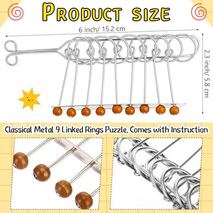 8 Pack Brain Teaser Puzzles Metal Wire Ring with Pouch, E Style - style: E Style