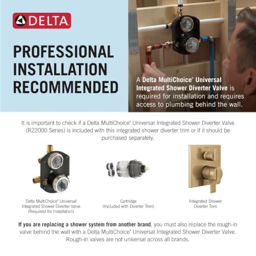Delta Faucet Trinsic 17 Series 6-Setting Integrated Diverter Valve Trim Kit, Chrome Diverter Valve Trim Kit, Shower Trim Kit, Chrome T27959 (Valve Not Included) - color: Stainless