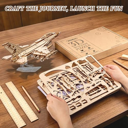 3D Wooden Puzzles for Adults, DIY Airplane Model Building Kit