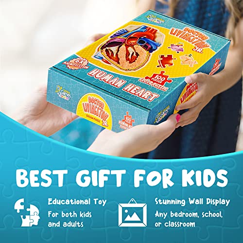 Human Heart Anatomy Floor Puzzle — Genius Games Doctor Livingston Jr Anatomy Toy - Kids Puzzles & Science Toys - Human Heart Model - 100 Piece Jigsaw Puzzles for Kids, Toddlers, Teens - style: Human Heart Puzzle