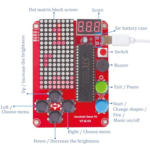 DIY Retro Game Solder Project Kit for Electronic Soldering Practice and Learning, Build a Handheld Console with 5 in 1 Classic Games by Yourself, Great STEM Project for Family and Friends
