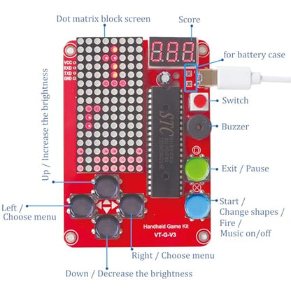 DIY Retro Game Solder Project Kit for Electronic Soldering Practice and Learning, Build a Handheld Console with 5 in 1 Classic Games by Yourself, Great STEM Project for Family and Friends