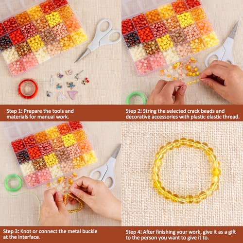 XSEINO About 1200PCS 6mm Glass Beads Warm Yellow Bracelet Making Kit - color: Orange Yellow Series