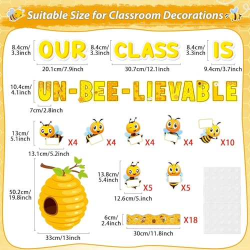 gisgfim Bee Bulletin Board Decoration Set Spring Summer Bee Sunflowers Borders Cutouts Decor for School Classroom Teacher Students Door Welcome Bulletin Board Craft Wall(Our Class is UN-BEE-LIEVABLE) - style: UN-BEE-LIEVABLE
