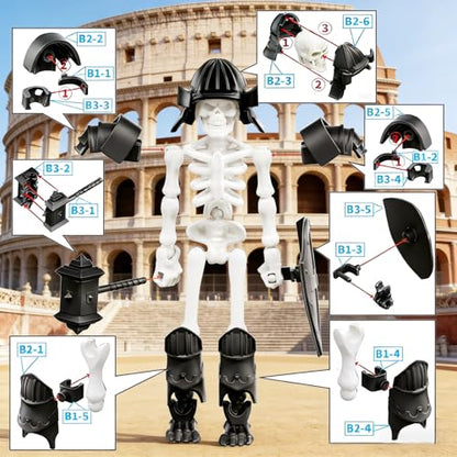 6 Pack T13 Action Figure Set, Skeleton Action Figure Mini Skeletons for Halloween Decorations Dummy 13, Titan 13, Skeleton Toy Multi-Jointed Movable 3D Printed Toys, DIY Assembly Required