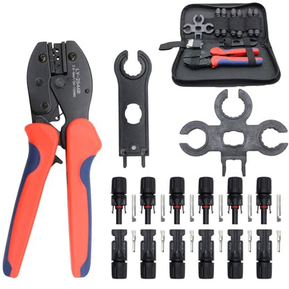 MC-4 Solar Connector Kit 6-Pair with Crimper Tool Set - color: Mc4-6set