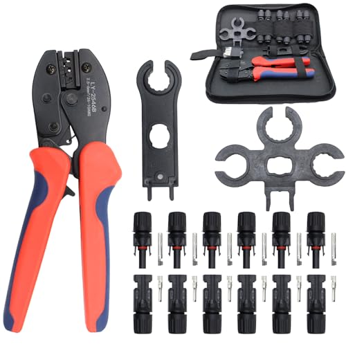 MC-4 Solar Connector Kit 6-Pair with Crimper Tool Set - color: Mc4-6set