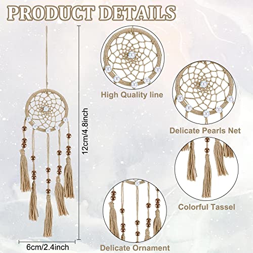 INFUNLY 6 Set Mini Dream Catchers Kit for Keychain DIY Dream Catcher Making Kit Colorful Handmade Small Dream Catcher for Bag Pendant Car Interior Backpack Charm - style: 6pcs Brown