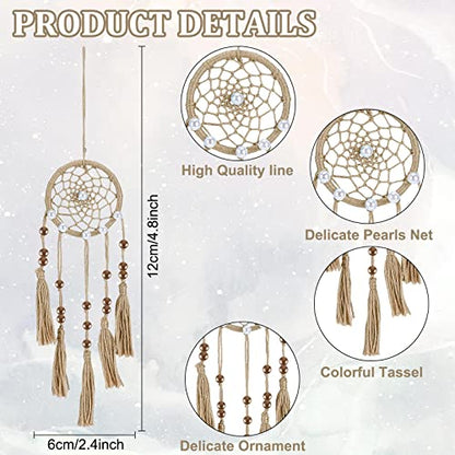 INFUNLY 6 Set Mini Dream Catchers Kit for Keychain DIY Dream Catcher Making Kit Colorful Handmade Small Dream Catcher for Bag Pendant Car Interior Backpack Charm - style: 6pcs Brown