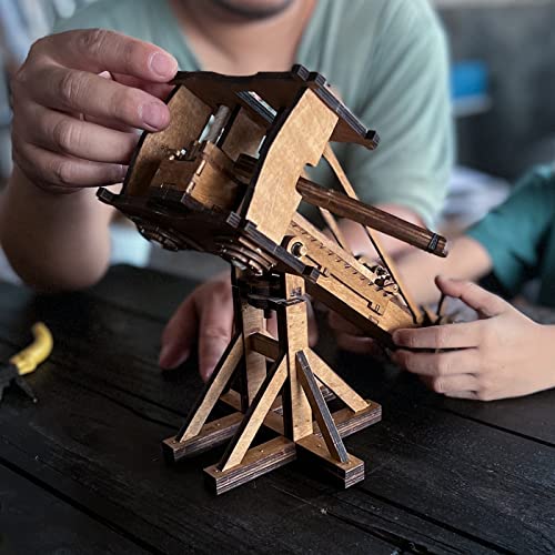 YAQUMW The MINI Roman Ballista Europe Medieval Siege Chariot Wooden Catapult DIY 3D Puzzles Model Kits STEM Projects Tabletop Toys