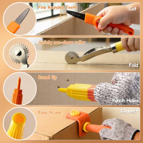 Kids Cardboard Cutter Safe Tool Set 150 Pcs with Storage Box
