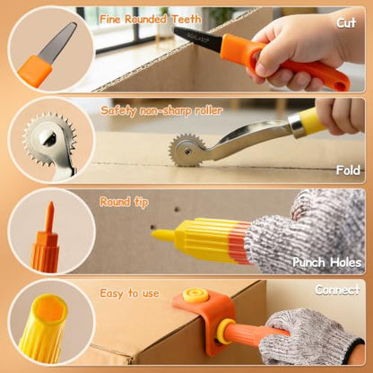 Kids Cardboard Cutter Safe Tool Set 150 Pcs with Storage Box