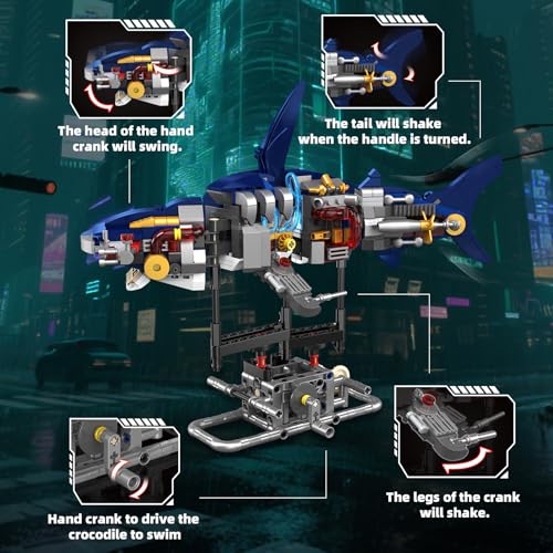 Mechanical Shark Building Set with LED Lights for Kids,Boys 8-12+ - color: Shark