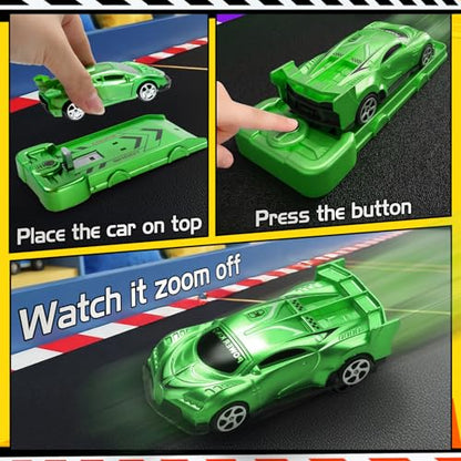 Aooess 6 PCs Catapult Car Toy for Kid 3-5 Car Toy Set with Launchers Trophy