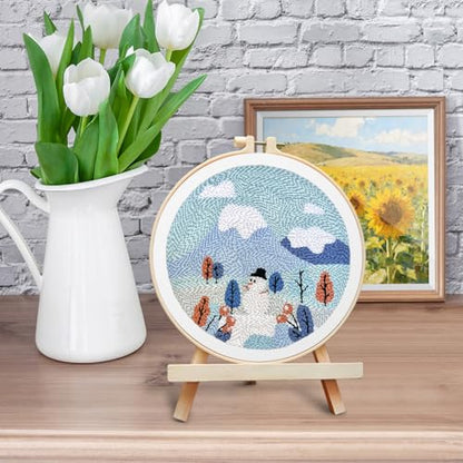 ERKOON Punch Needle Kit Adults Beginners, DIY Easy Landscapes Embroidery Set for Starter Art Craft, Needling Punch Project with Patterns, Tools, Yarns, Hoop, Instruction (Winter) - color: Winter