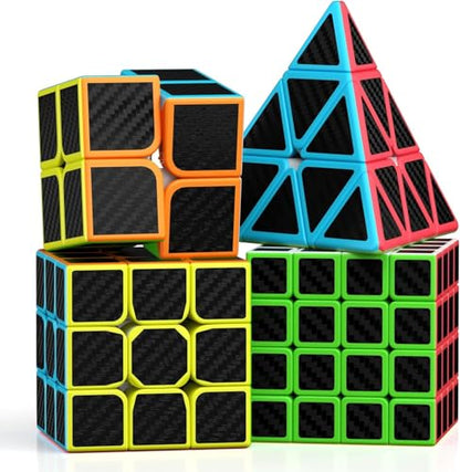 ROXENDA Speed Cube Set - Carbon Fiber Sticker Magic Cube Bundle