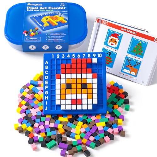 Pixel Art Creator – 400 Hard Plastic Cubes - 60 Pieces 3D Shapes for Teaching - Geometric Solids for Kids, Light Table Manipulatives, Translucent Toy for Light Table
