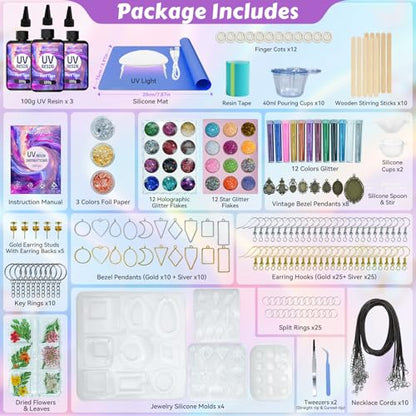 Bond Craftor UV Resin Kit 300g, Hard Type for Jewelry Making