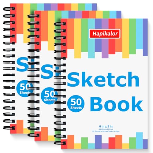 6" x 9" Sketch Pad for Kids, 3-Pack 50 Sheets Sketch Book Drawing Pad - size: 6" x 9"(Pack of 3)