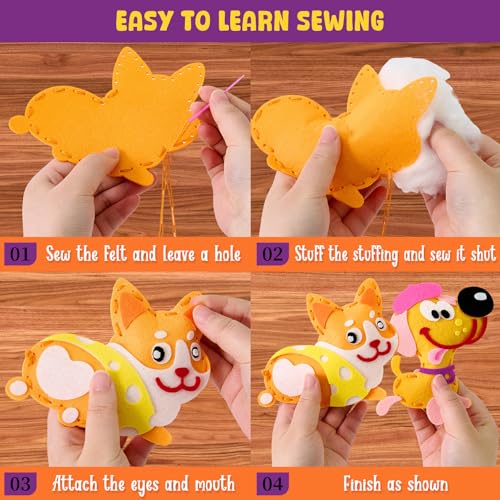 Toylink Dog Sewing Kit for Kids Beginners, 12-in-1 Sew Your Own Felt Puppy Craft Kit for Kids Girls Boys 6-8, 8-12, Fun and Educational Girls Birthday Gift Ideas